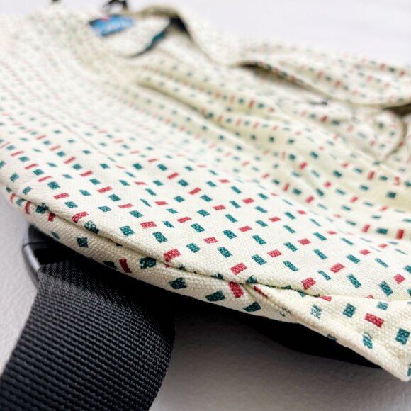 KAVU Original Rope Sling Bag Crossbody Pack Cotton Canvas Dash Print Ivory Teal main image 8